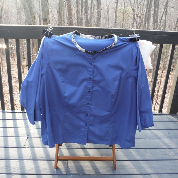 Cats & Flowers on Unique Women's 4X Lee Blouse - Picture 3 of 7